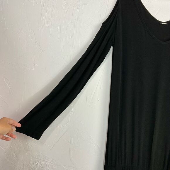 Monrow Black Cutout Shoulder Long Sleeve Jumpsuit Small - Picture 5 of 9